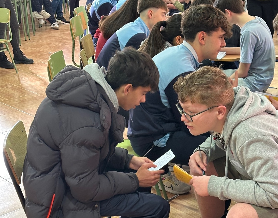 Students engaged in classroom discussion activity.